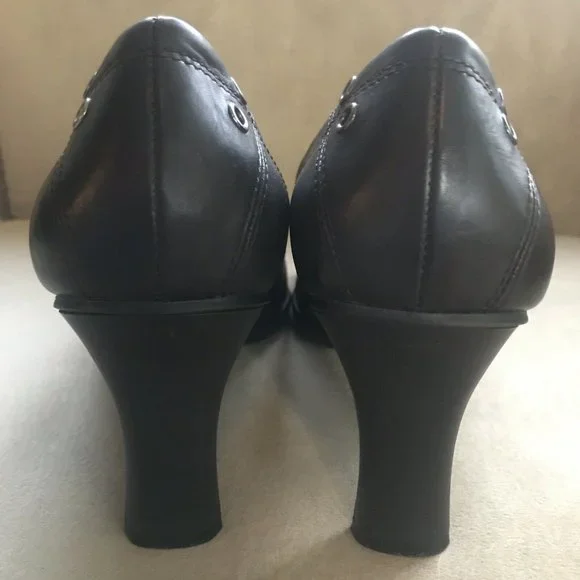 Nine West SZ 10M “Avena” BRWN Leather 3.5”Heels Sq Toe Mary Jane Style Flex Sole - Picture 5 of 5